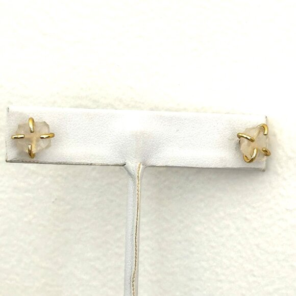 Raw Quartz Stud Earrings Prong Setting - Picture 2 of 6